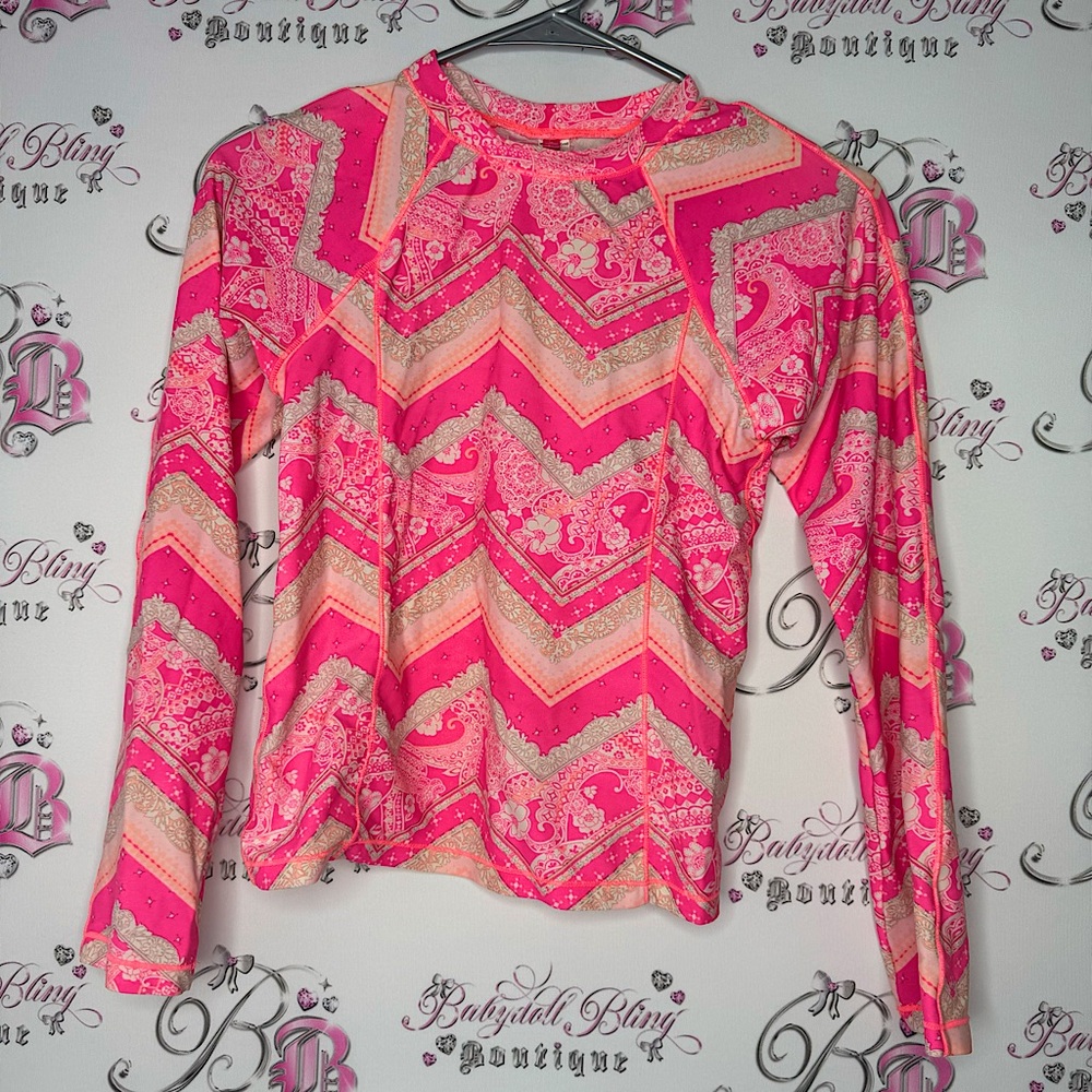 Gossip girl shirt water beach swimming ocean lake pool paisley neon pink orange